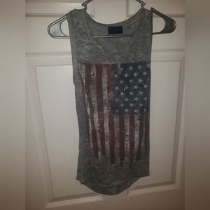 Gray American Flag open back tank. Size medium
